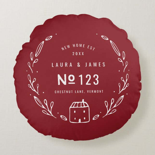 Cojín Redondo Diseño floral dibujado mano de la nueva casa (Anverso)