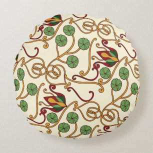 Cojín Redondo diseño floral inspirado en el Art Nouveau