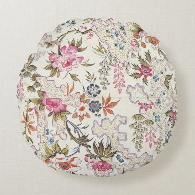 Cojín Redondo Diseño floral para el material de seda con flujo (Anverso)