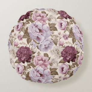 Cojín Redondo Diseño floral silencioso vintage