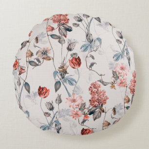 Cojín Redondo diseño floral sin fisuras con fondo claro