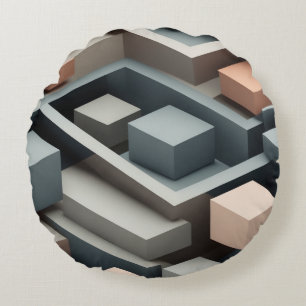 Cojín Redondo Diseño geométrico 3D moderno Sleek