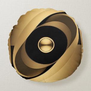 Cojín Redondo Diseño geométrico dorado abstracto