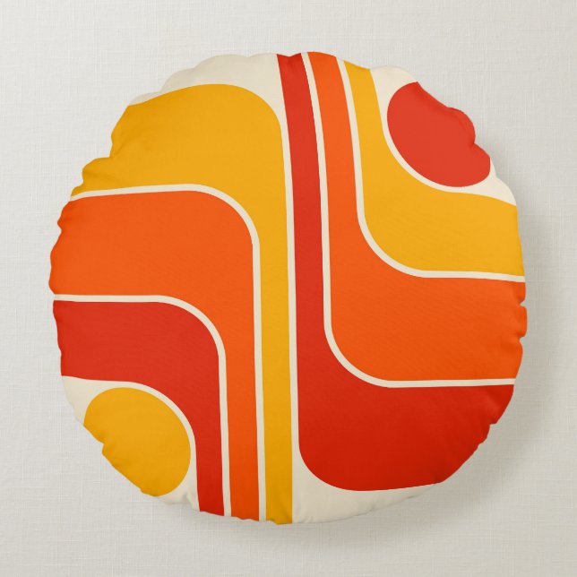 Cojín Redondo Diseño geométrico moderno de mediados de siglo (Anverso)
