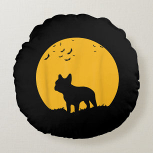 Cojín Redondo Diseño inspirado en la luna de Bulldog francés Hal