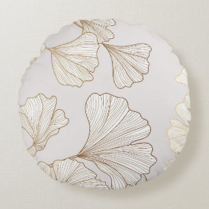 Cojín Redondo Diseño lujoso de la época de Ginkgo Gold