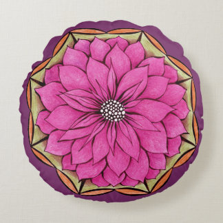 Cojín Redondo Diseño MAGENTA del POINSETTIA