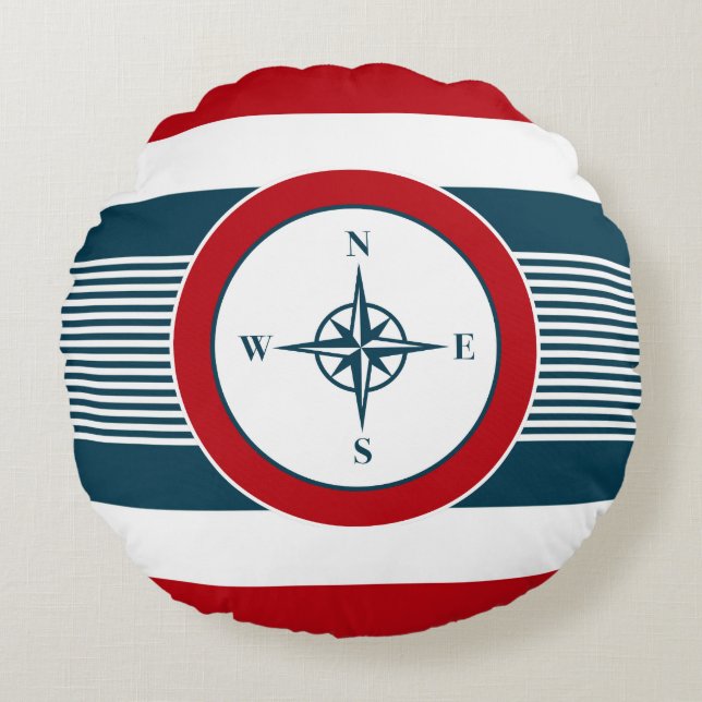 Cojín Redondo Diseño náutico (Anverso)