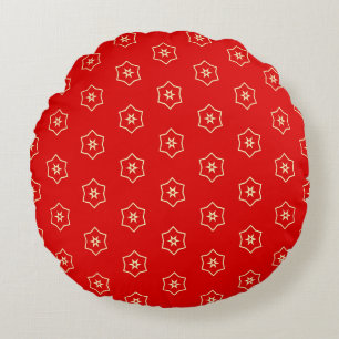 Cojín Redondo Diseño Ornamental Rojo y Dorado