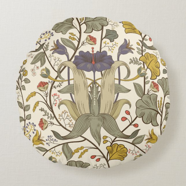 Cojín Redondo Diseño retro vertical sin fisuras. (Anverso)