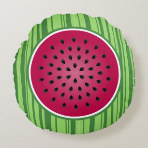 Cojín Redondo Diseño rojo verde de la sandía