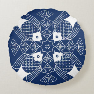 Cojín Redondo Diseño subacuático de los pescados con el fondo