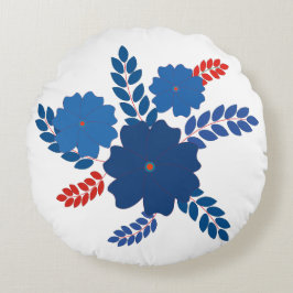Cojín Redondo Diseño vectorial de flores azules simples