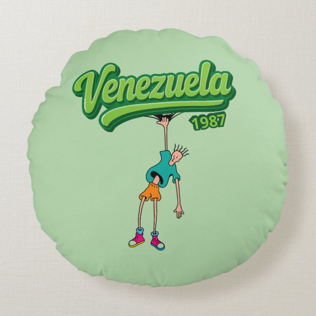 Cojín Redondo Diseño Venezuela 1987 – Estilo retro ochentero  (Anverso)