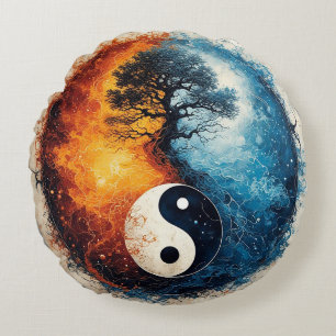 Cojín Redondo Diseño vibrante de Yin Yang