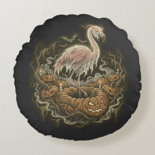 Cojín Redondo Diseño Vintage de Flamenco Espeluznante de Hallowe