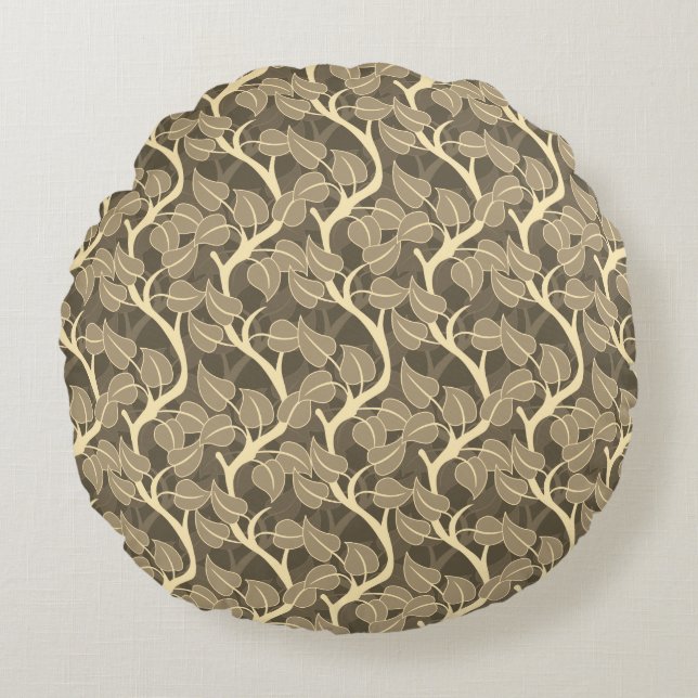 Cojín Redondo Diseño William Morris, Arte y Artesanía, botánico, (Anverso)