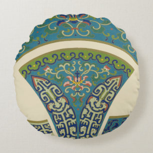 Cojín Redondo Diseños azules de Oriental con las caras