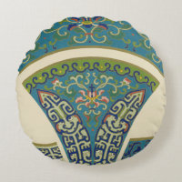 Diseños orientales azules con caras sonrientes