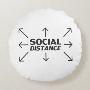 Cojín Redondo Distancia social tipografía moderna y flechas dive