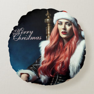 Cojín Redondo Diva de cuero y piel – Feliz Navidad