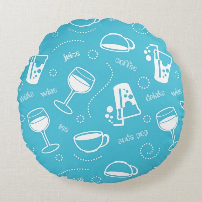 Cojín Redondo Diversas bebidas (Anverso)