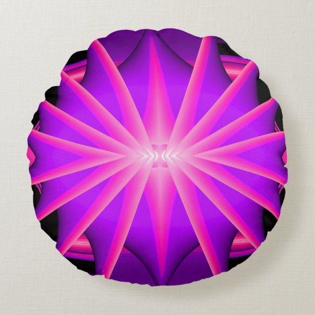 Cojín Redondo Diversión de luz negra... (Anverso)