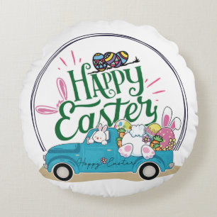 Cojín Redondo Divertido conejo feliz día de Pascua