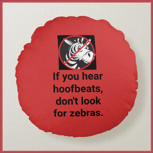 Cojín Redondo Divertido decir Cebra Roja y Negra