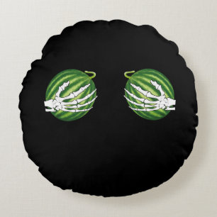 Cojín Redondo Divertido esqueleto de Halloween Manos sosteniendo