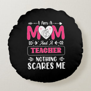 Cojín Redondo Divertido profesor mamá, profesor mami gracioso