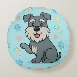 Cojín Redondo divertido Schnauzer de dibujos animados lindo