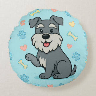 Cojín Redondo divertido Schnauzer de dibujos animados lindo