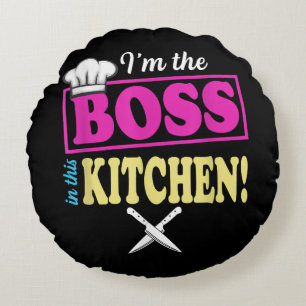Cojín Redondo Divertido Soy El Jefe En Esta Camiseta Cocinando