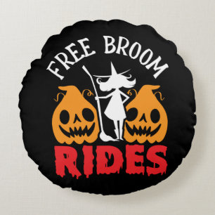 Cojín Redondo Diviértete en Halloween con escobas gratis, brujas