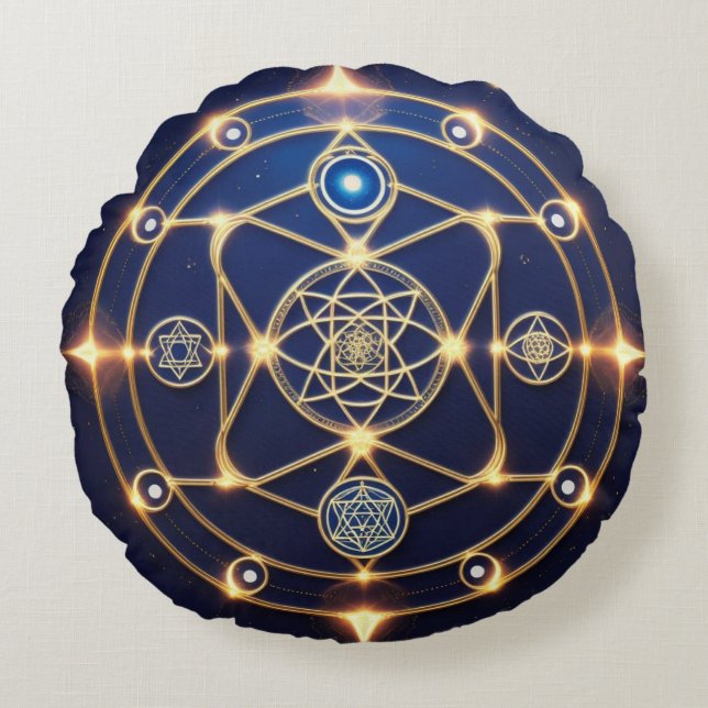 Cojín Redondo Divine Radiance – 5: Illuminated Universal Energy (Anverso)