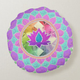 Cojín Redondo Diwali purpurina lotus rangoli