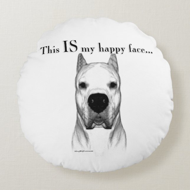 Cojín Redondo Dogo Argentino Happy Face (Anverso)