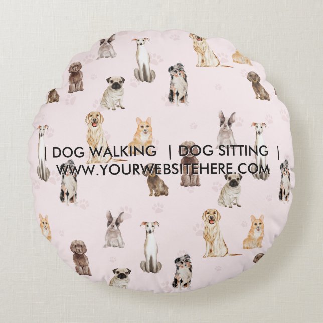Cojín Redondo DogPuppy watercolor dogs gift for mom (Anverso)
