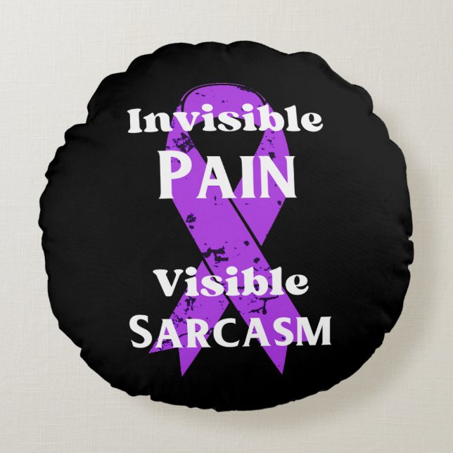 Cojín Redondo Dolor invisible sarcástico (Anverso)