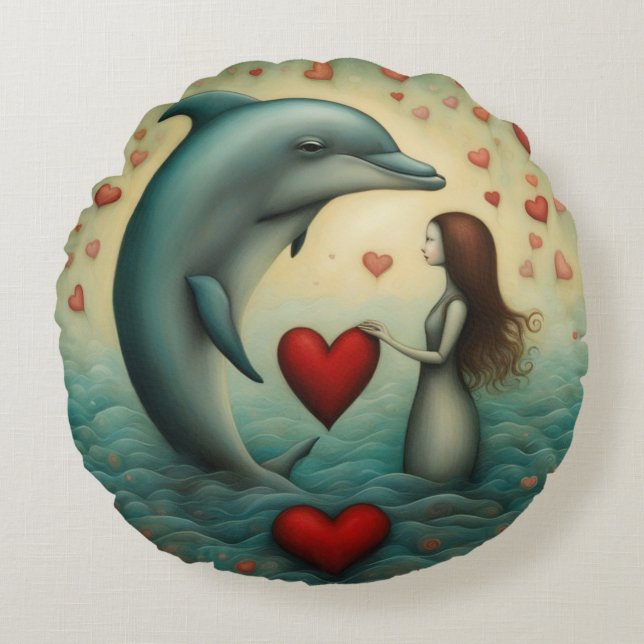 Cojín Redondo Dolphin Love 1 (Anverso)