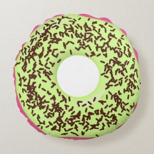Cojín Redondo Dona de chocolate con glaseado de matcha, Donut