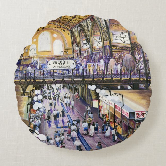 Cojín Redondo ¿Dónde está el clóset de agua de las mujeres?Budap (Anverso)