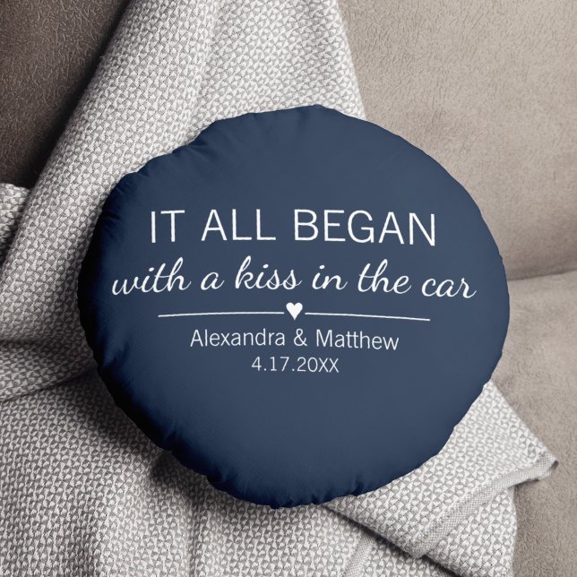 Cojín Redondo Donde Todo Comenzó Parejas Románticas del Día de S (Subido por el creador)