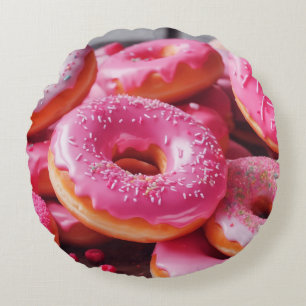 Cojín Redondo Donuts de fresa rosada