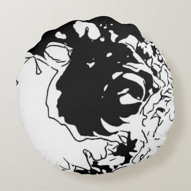 Cojín Redondo Doodle de flores (Reverso)