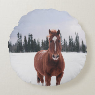 COJÍN REDONDO DOS CABALLOS EN NIEVE