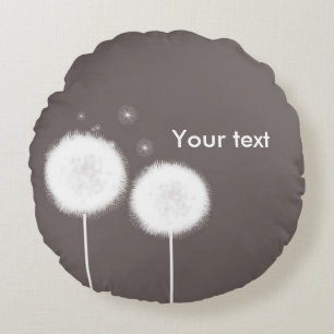 Cojín Redondo Dos Dientes de León Beige Rústico Hogar Campestre