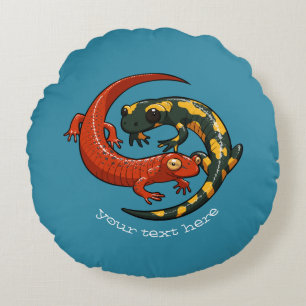 Cojín Redondo Dos Personalizados sonrientes de Salamander