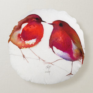 Cojín Redondo Dos pocos pájaros 2014 de la tinta